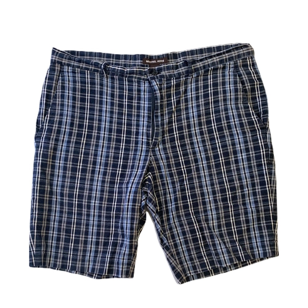 Michael Kors Men's Shorts Blue White Plaid Sz 38